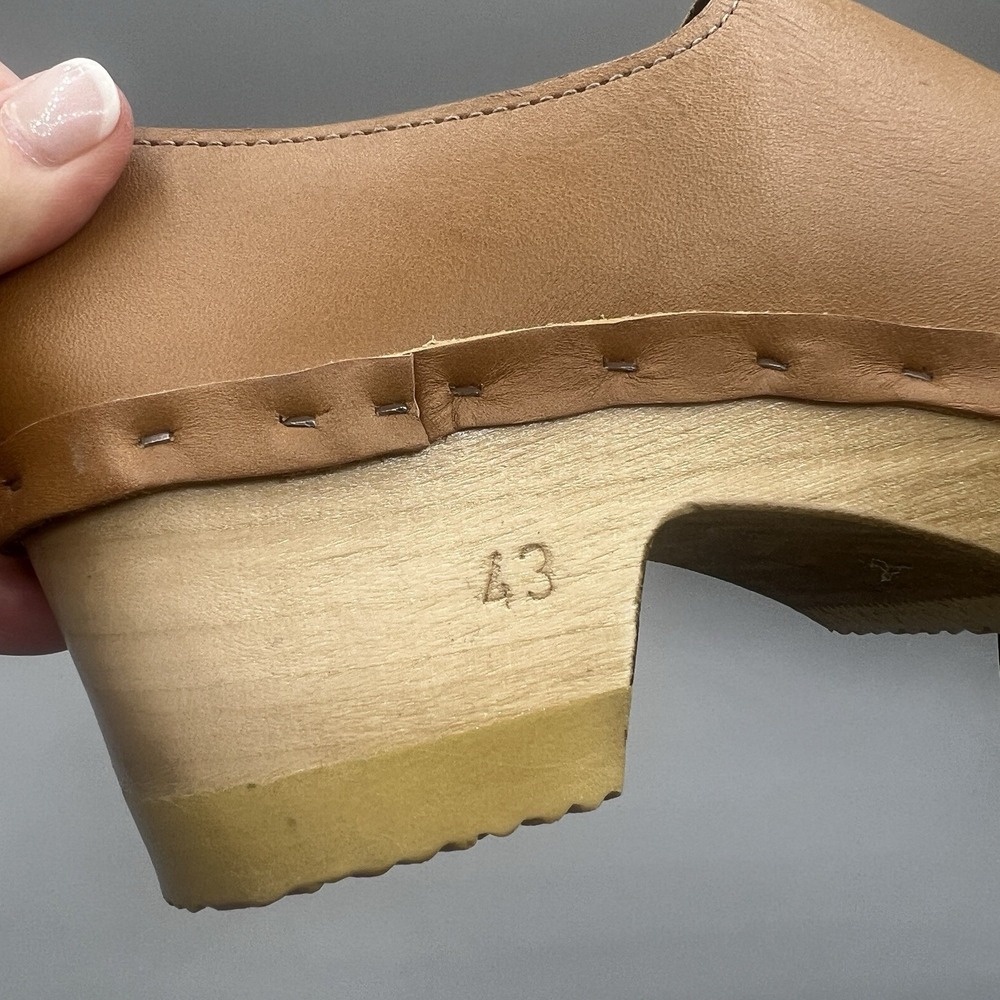 No. 6 Ashby‎ Closed Back Leather Mid Wooden Heel Clog Womens Size 43/ US 12 NWOB - Picture 11 of 11